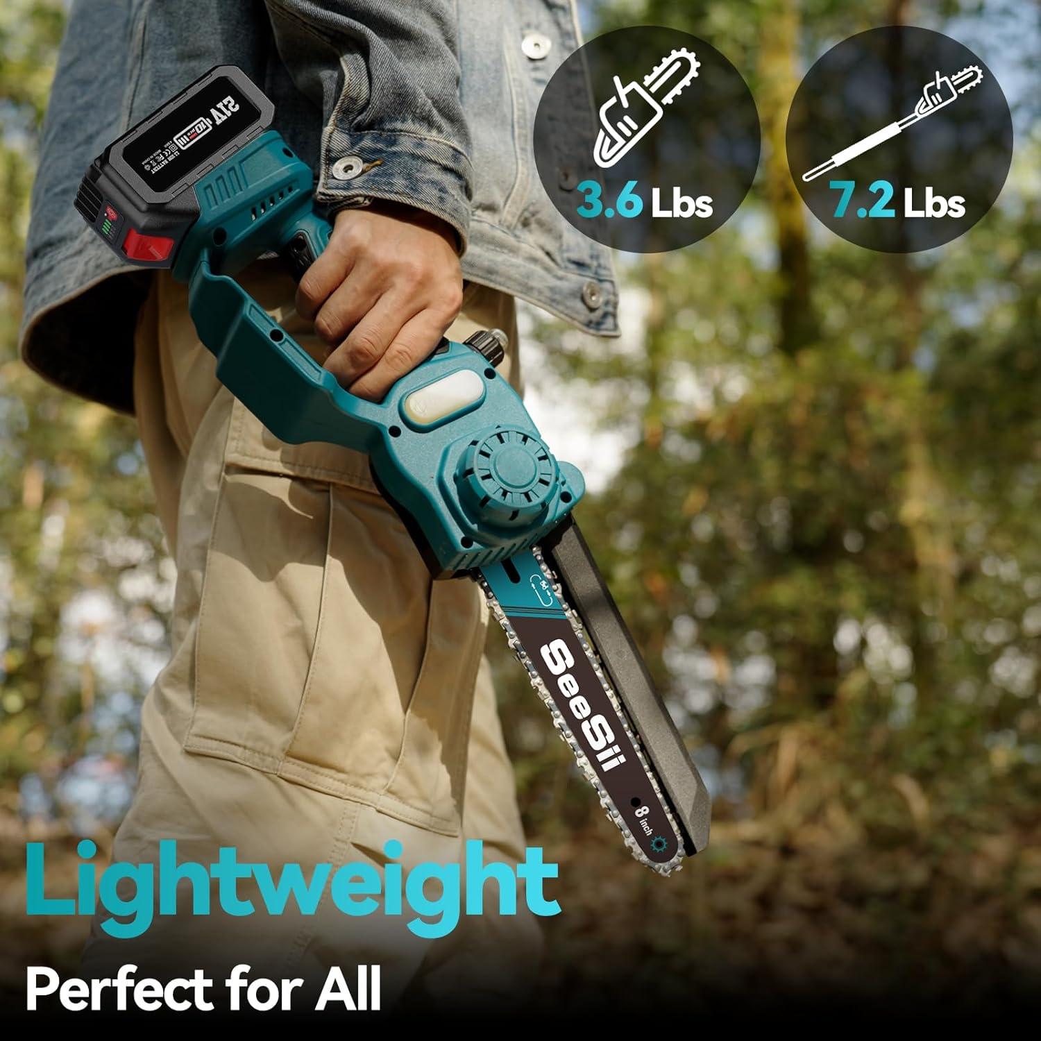 image:imageSEESII Pole Saw 8 Inch with Mini Chainsaw Case