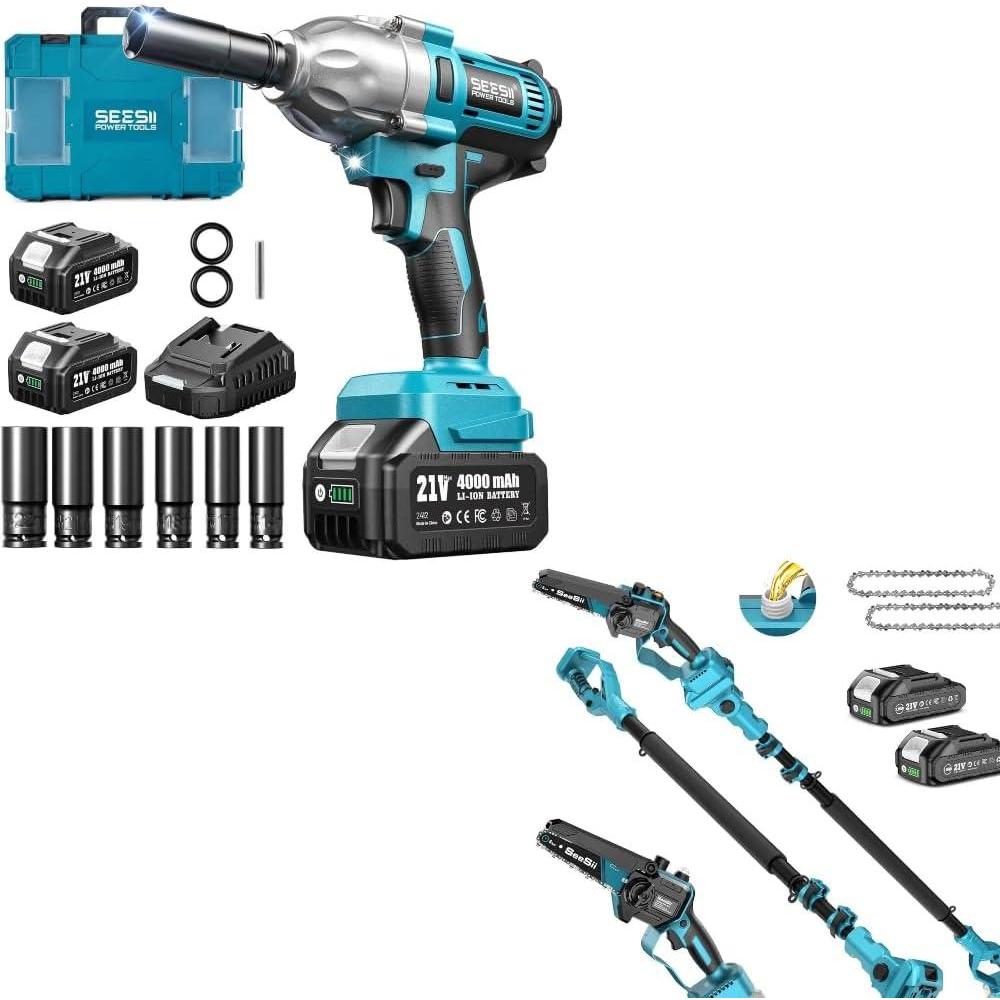 image:imageSEESII 2in1 Electric Pole Saws amp Impact Wrench 665 FTLBS900Nm