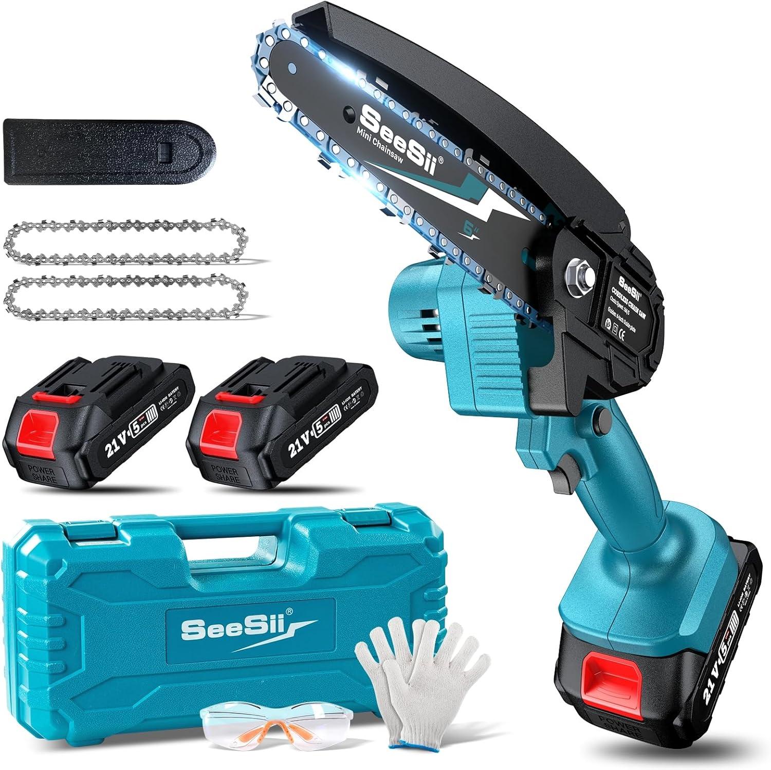 image:imageSeesii Electric Pruning Shears for Gardening 18 Cutting Cordless Power Pruner Brushless Motor Dual 40Ah BatterySeesii Mini Chainsaw Cordless 6inch