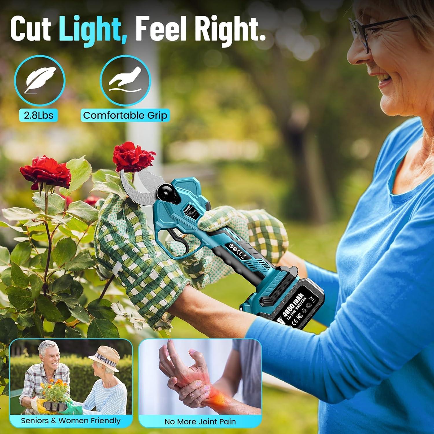 image:imageSeesii Electric Pruning Shears for Gardening 18 Cutting Cordless Power Pruner Brushless Motor Dual 40Ah BatterySeesii Mini Chainsaw Cordless 6inch