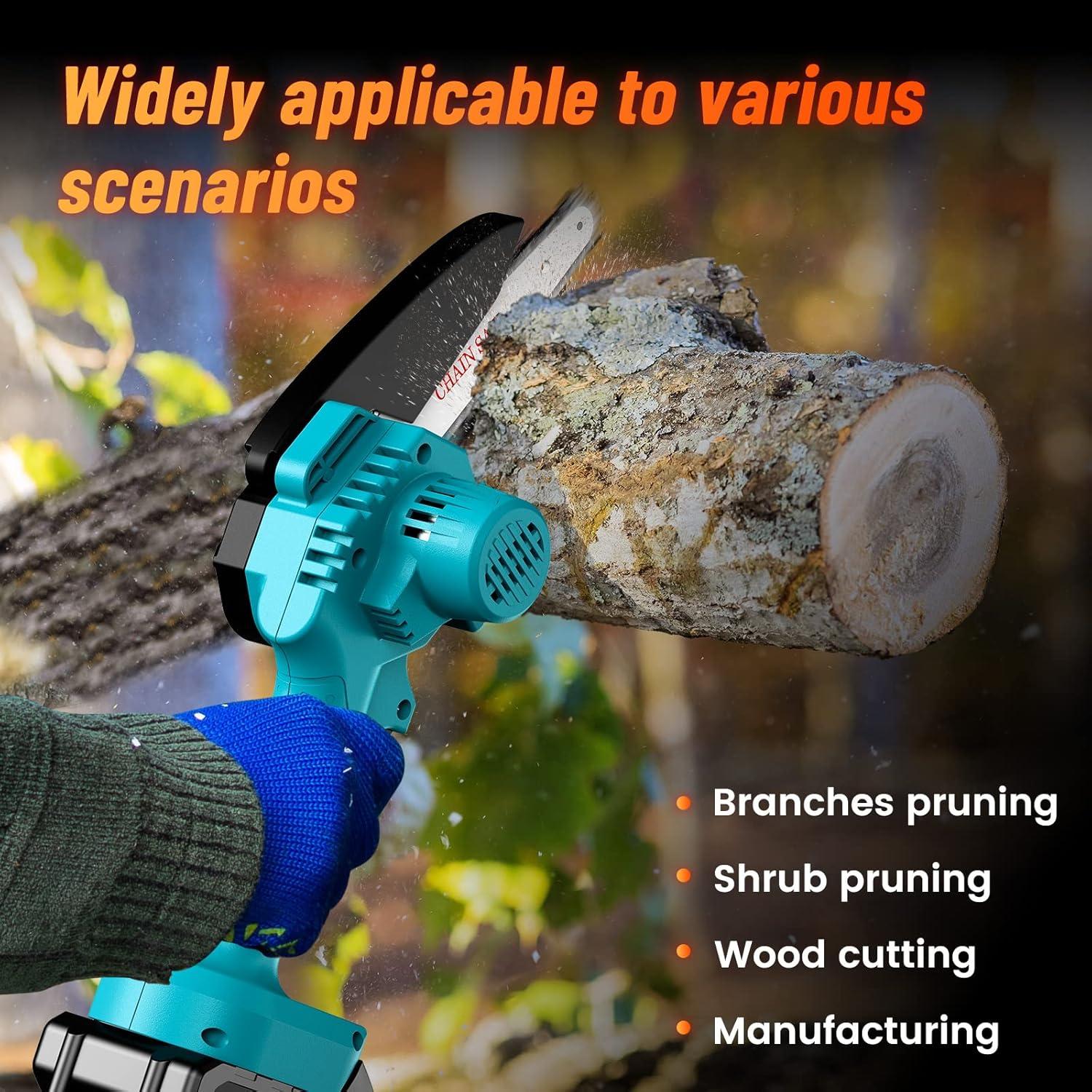 image:imageMini Chainsaw 6inch with 3 Pack Shain Saw Chains 043 Gauge 14 LP Pitch 36 Drive Links
