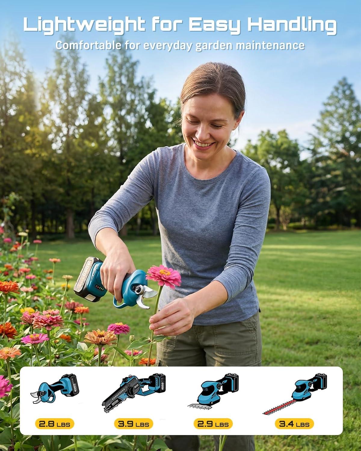 image:imageSEESII 2in1 Electric Pole Saws Brushless Mini Chainsaw Cordless 6 Inch 2 x 4000mAh Batteries Pole Saw for Tree TrimmingHand held Chain Saw with Extension Pole for Tree Limb Branch CutterP6 AceRoyal Blue