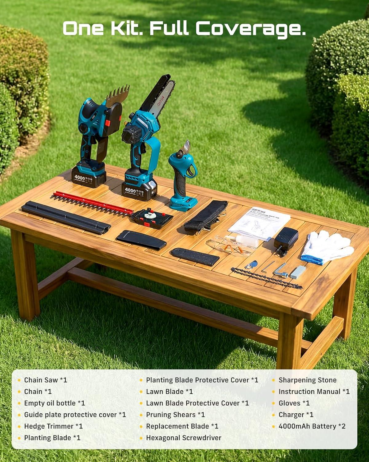 image:imageSEESII 2in1 Electric Pole Saws Brushless Mini Chainsaw Cordless 6 Inch 2 x 4000mAh Batteries Pole Saw for Tree TrimmingHand held Chain Saw with Extension Pole for Tree Limb Branch CutterP6 AceRoyal Blue