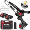 Mini Chainsaw Cordless, 8 inch Electric Chain Saw with 2 Batteries + 6 Chains, Battery Powered Handheld Saw for Trees Trimming Wood Cutting, Perfect Gardening Tools for Men Dad Husband