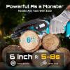 SEESII 2-in-1 Electric Pole Saws: Brushless Mini Chainsaw Cordless 6 Inch, 2 x 4000mAh Batteries, Pole Saw for Tree Trimming,Hand held Chain Saw with Extension Pole for Tree Limb Branch Cutter,P6 Ace(Blue)