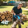 SEESII 40V 16-Inch Cordless Chainsaw: Brushless Electric Chain Saws with 2×4.0Ah Batteries & Charger, Tool-Free Chain Tension, Auto Oiling, for Tree Trimming, Wood Cutting, Yard Work(40V16 INCH)