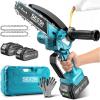 SEESII 2-in-1 Electric Pole Saws: Brushless Mini Chainsaw Cordless 6 Inch, 2 x 4000mAh Batteries, Pole Saw for Tree Trimming,Hand held Chain Saw with Extension Pole for Tree Limb Branch Cutter,P6 Ace(Slate Blue)
