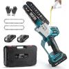 SEESII 2-in-1 Electric Pole Saws: Brushless Mini Chainsaw Cordless 6 Inch, 2 x 4000mAh Batteries, Pole Saw for Tree Trimming,Hand held Chain Saw with Extension Pole for Tree Limb Branch Cutter,P6 Ace(Steel Blue)