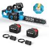 SEESII 40V 16-Inch Cordless Chainsaw: Brushless Electric Chain Saws with 2×4.0Ah Batteries & Charger, Tool-Free Chain Tension, Auto Oiling, for Tree Trimming, Wood Cutting, Yard Work(40V16 INCH)