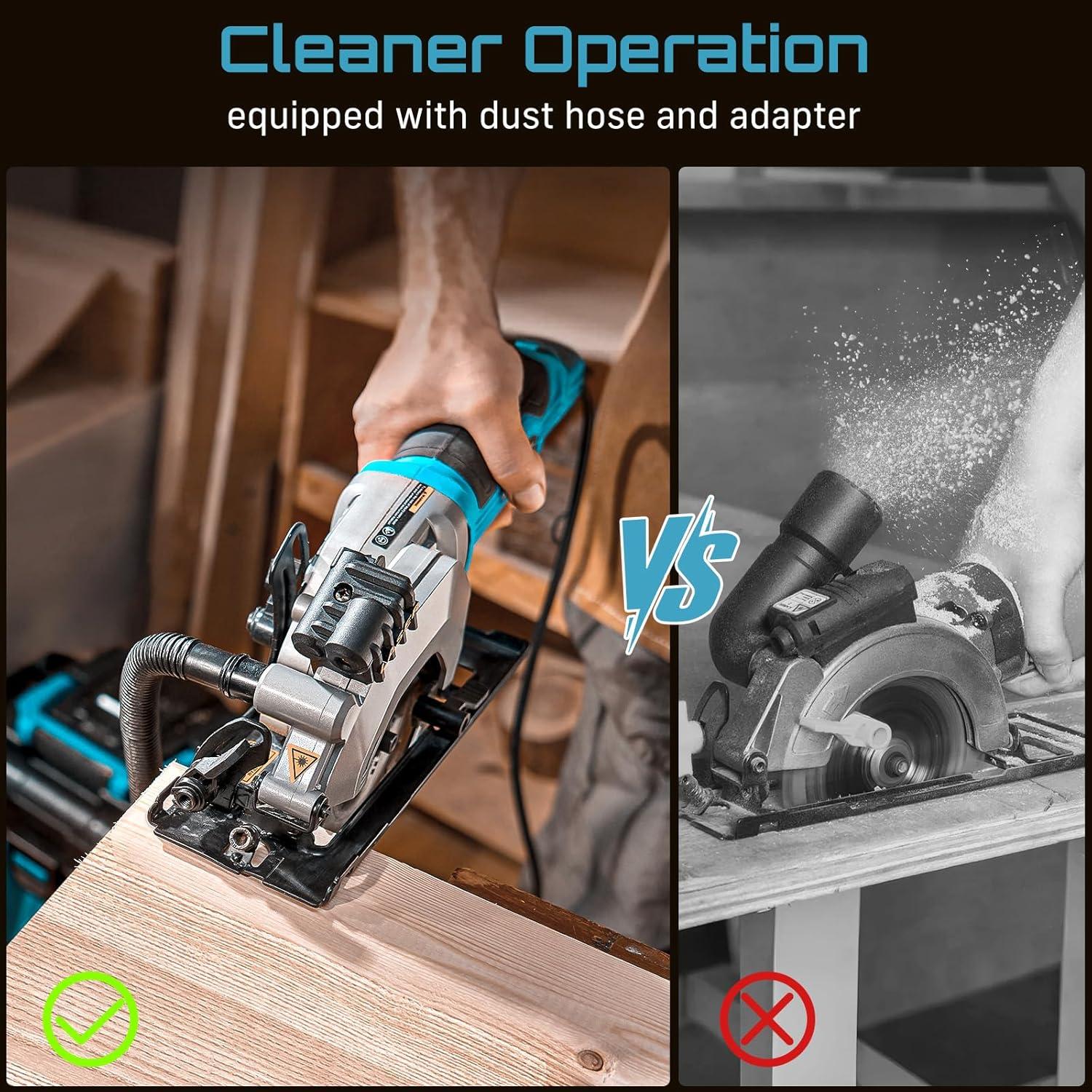 image:imageSeesii 612 Cordless Circular Saw with Laser 5200 RPM Electric Compact Saw with 2x 40Ah Batteries and Charger Lightweight and Power Design for Wood Cutting DIY Framing amp Home Renovation412 corded