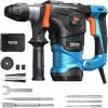 Seesii Heavy Duty Rotary Hammer: 13 Amp 1-1/4″ SDS-Plus Demolition Hammer Drill for Concrete, Brick & Stone, 6J Power with 4 Functions, Safety Clutch & Anti-Vibration, Drill Bits and Chisels Included(Blue)
