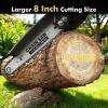 Seesii Mini Chainsaw Cordless, 8 Inch & 6 Inch Electric Chainsaw with 2 Batteries & Auto Oiler, 1000W Brushless Handheld Chain Saw for Tree Branch Wood Cutting, Garden Tools Gift for Men Dad Husband(Black-8 inch-2*2000mAh Batteries)