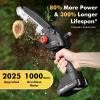 Seesii Mini Chainsaw Cordless, 8 Inch & 6 Inch Electric Chainsaw with 2 Batteries & Auto Oiler, 1000W Brushless Handheld Chain Saw for Tree Branch Wood Cutting, Garden Tools Gift for Men Dad Husband(Black-8 inch-2*2000mAh Batteries)
