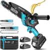 Seesii Mini Chainsaw Cordless, 8 Inch & 6 Inch Electric Chainsaw with 2 Batteries & Auto Oiler, 1000W Brushless Handheld Chain Saw for Tree Branch Wood Cutting, Garden Tools Gift for Men Dad Husband(6″ & 8″ M8 Ace w/ 2 x 2.0 AH Battery)