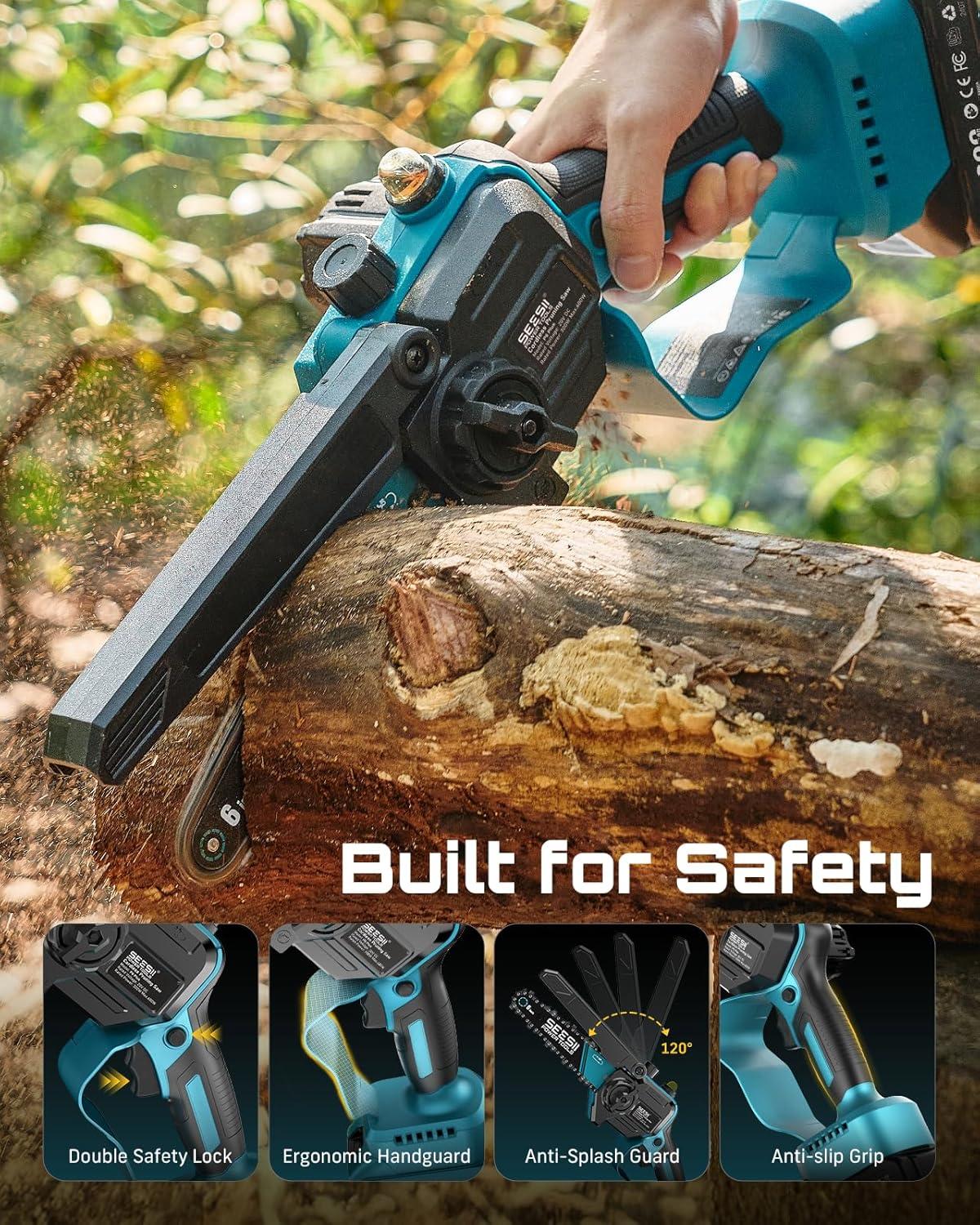 image:imageSEESII 2in1 Cordless Pole Saw amp Hedge Trimmer Combo 8 Electric Pole Chainsaw with 240 Ah Batteries 16Inch Extension Pole Hedge Trimmer Bush Tree Pruner Limb Branch Cutter 15ft Long ReachBlue