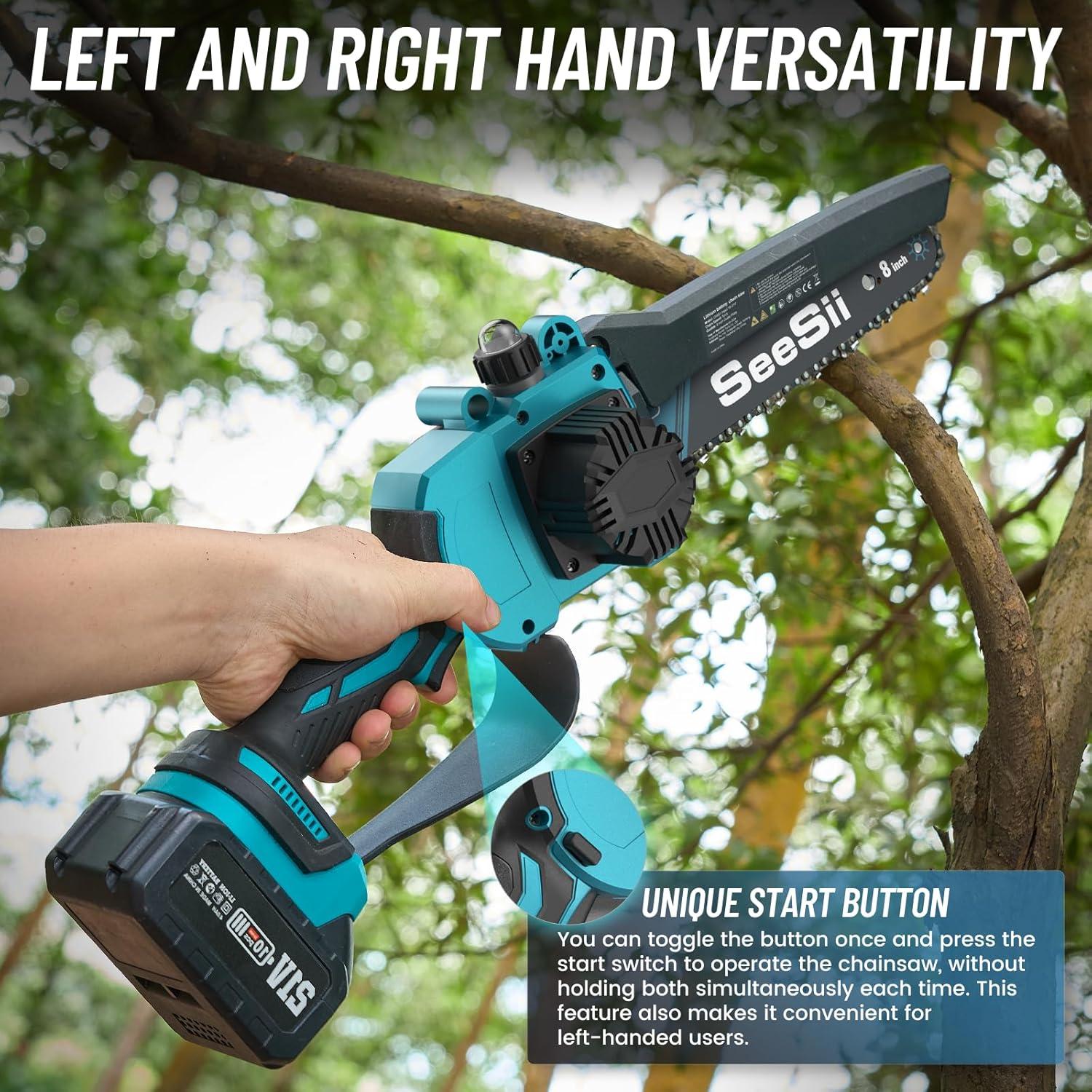 image:imageSEESII 2in1 Cordless Pole Saw amp Hedge Trimmer Combo 8 Electric Pole Chainsaw with 240 Ah Batteries 16Inch Extension Pole Hedge Trimmer Bush Tree Pruner Limb Branch Cutter 15ft Long ReachDeep Blue