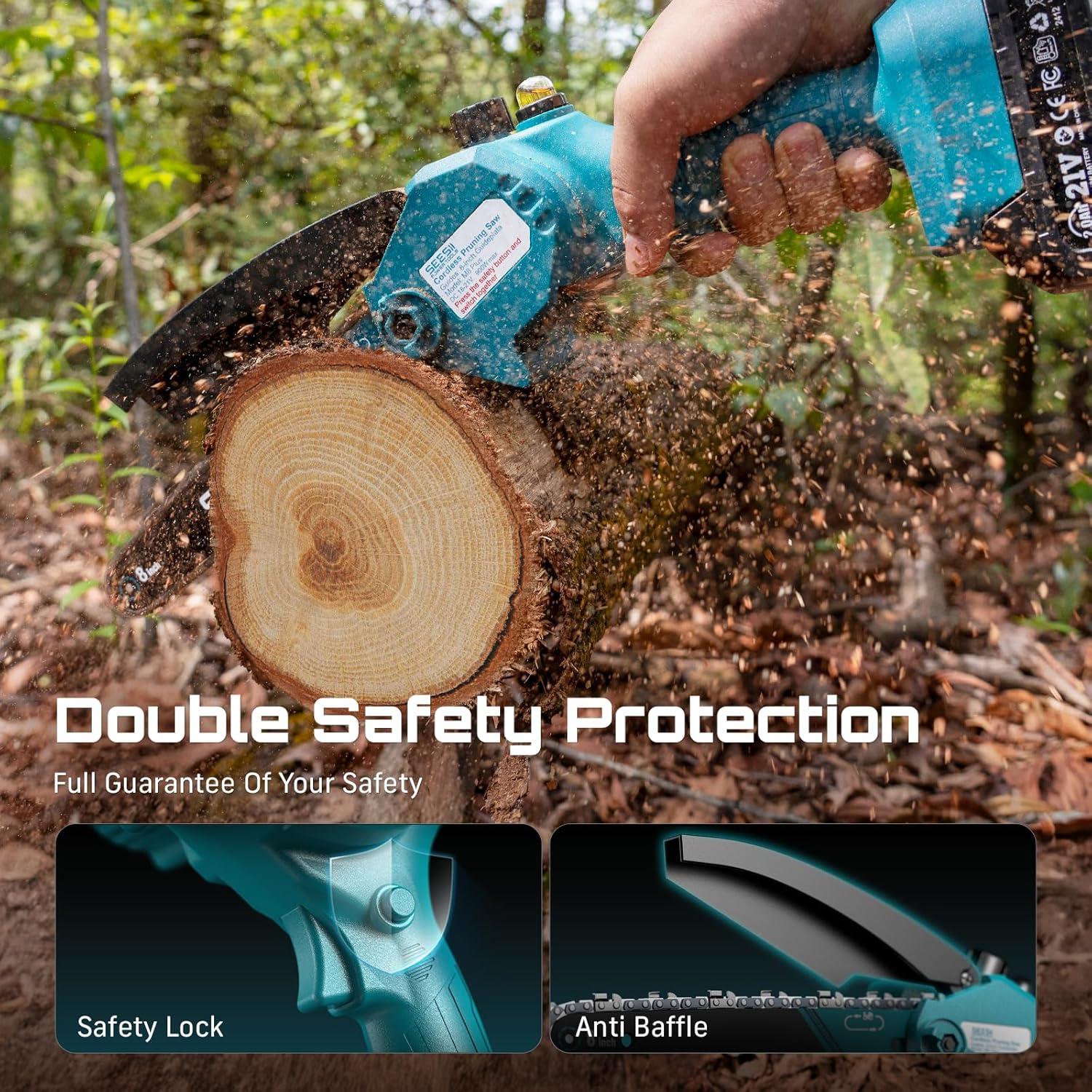 image:imageSEESII 2in1 Cordless Pole Saw amp Hedge Trimmer Combo 8 Electric Pole Chainsaw with 240 Ah Batteries 16Inch Extension Pole Hedge Trimmer Bush Tree Pruner Limb Branch Cutter 15ft Long ReachNavy Blue