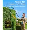 SEESII 20V Pole Hedge Trimmer Cordless, 16″ Electric Hedge Trimmer with Extension Pole, 8Ft Telescopic Pole with Shoulder Strap, 2 Pcs 4000mAh Battery 60 Mins Runtime, Long Reach Bush Shrub Trimmer(Blue)