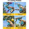 SEESII 2-in-1 Pole Pruning Shears: 2.2″ Cutting Diameter Cordless Electric Pole Pruners, 2*4000mAh Batteries, Brushless Motor, Extra SK5 Blade, 4 Mode Adjustable Garden Shears for Tree Flower Trimming(Light Blue)