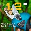 SEESII Electric Pruning Shears for Garden: 1.2″ Cutting Diameter Cordless Power Pruner, 2*2000mAh Batteries, Brushless Motor, Extra SK5 Blade, 2 Modes Battery Powered Branch Cutter for Tree Trimming(Blue)