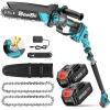 SEESII 2-in-1 Cordless Pole Saw & Hedge Trimmer Combo, 8″ Electric Pole Chainsaw with 2×4.0 Ah Batteries, 16-Inch Extension Pole Hedge Trimmer, Bush Tree Pruner Limb Branch Cutter, 15ft Long Reach(Deep Blue)
