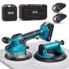 SEESII Suction Cup & Tile Vibration Tool Combo, 5.7″ Tile Vibrator with 2X 2000mAh Batteries, 10 Speeds, 8″ Vacuum Suction Lifte for Glass/Tile Installers, Contractors, DIYer, 440LBS Max Load