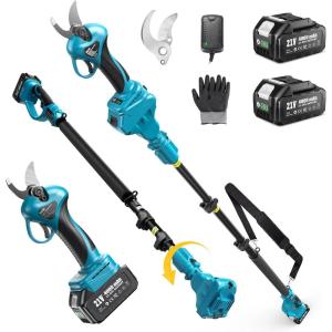 SEESII Electric Pruning Shears for Garden: 1.2″ Cutting Diameter Cordless Power Pruner, 2*2000mAh Batteries, Brushless Motor, Extra SK5 Blade, 2 Modes Battery Powered Branch Cutter for Tree Trimming(Blue)