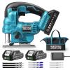 SEESII Brushless Cordless Jigsaw Tool, 2×4.0Ah Batteries, Tool-Free 0–45° Bevel Cutting, 3500 SPM Variable Speed, 4 Orbital Settings, Electric Jig Saw for Woodworking & DIY Projects & Home Use(Blue)