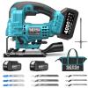 SEESII Brushless Cordless Jigsaw Tool, 2×4.0Ah Batteries, Tool-Free 0–45° Bevel Cutting, 3500 SPM Variable Speed, 4 Orbital Settings, Electric Jig Saw for Woodworking & DIY Projects & Home Use(Light Blue)
