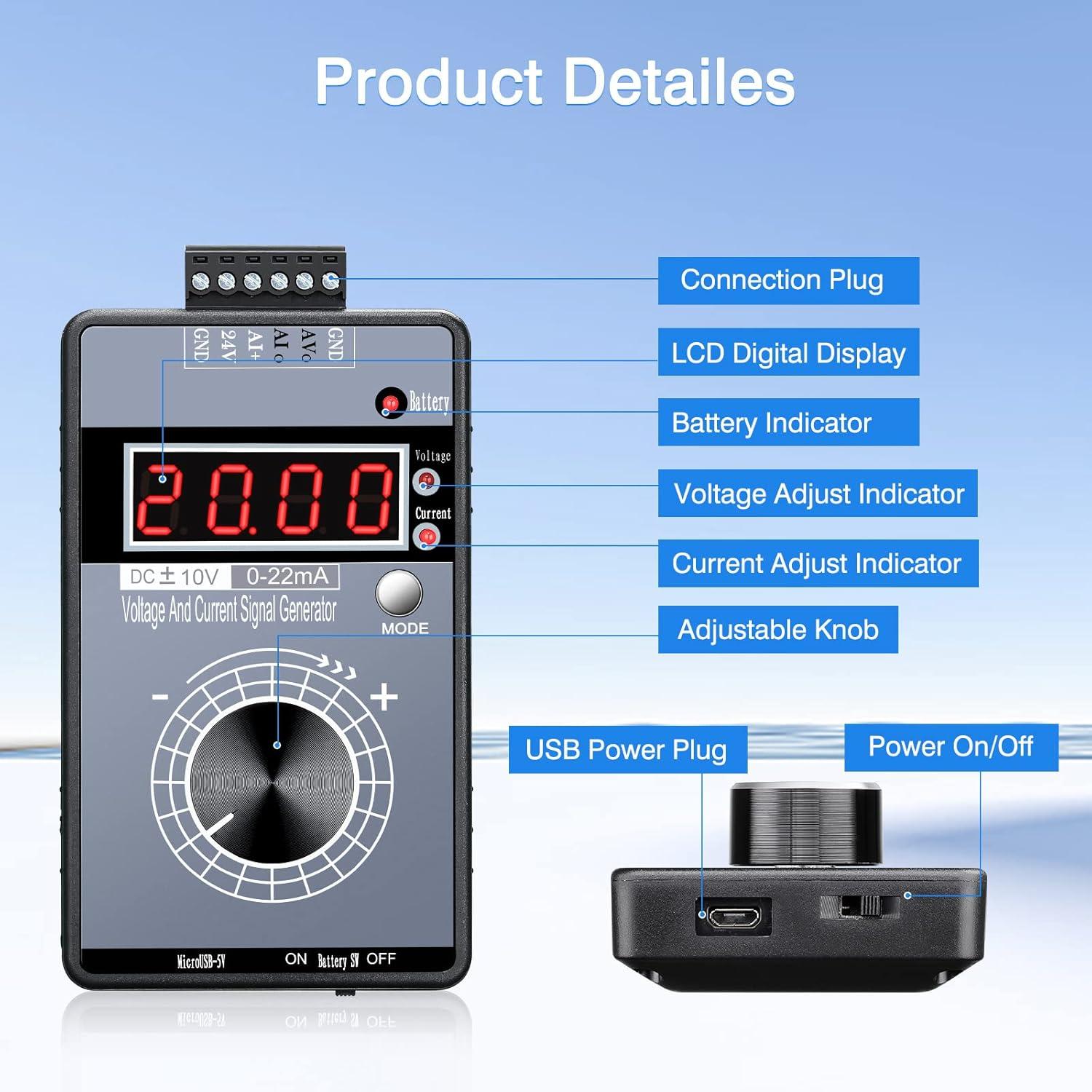 image:imageSeesii 022mA420mA DC 010V Signal Generator Mini Adjuatable Function Generator with LCD Display Current Voltage Analog Generator