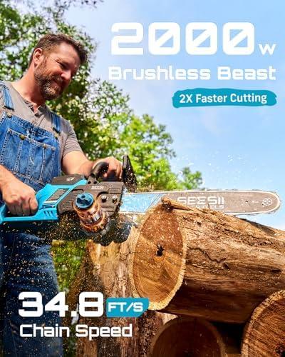 image:imageSeesii 13 Electric Weed Wacker amp SEESII 40V 16Inch Cordless Chainsaw