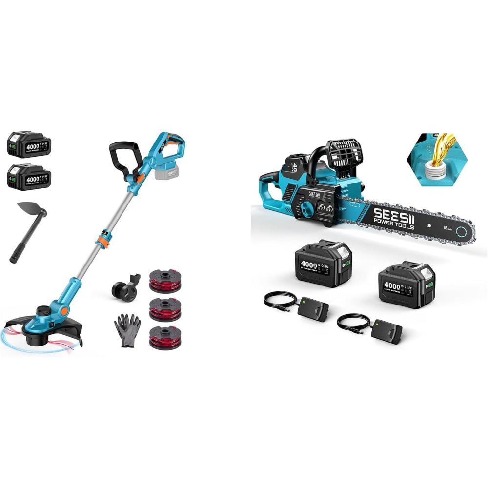 image:imageSeesii 13 Electric Weed Wacker amp SEESII 40V 16Inch Cordless Chainsaw