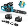 SEESII 40V 18-Inch Electric Chainsaw: Cordless Chainsaw with 2 x 5.0Ah Batteries & Fast Chargers, 2200W Brushless Battery Powered Chain Saw, Auto-Oiling Electric Saw for Tree Felling and Wood Cutting(Blue)