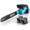 SEESII 40V 18-Inch Electric Chainsaw: Cordless Chainsaw with 2 x 5.0Ah Batteries & Fast Chargers, 2200W Brushless Battery Powered Chain Saw, Auto-Oiling Electric Saw for Tree Felling and Wood Cutting(Cerulean)