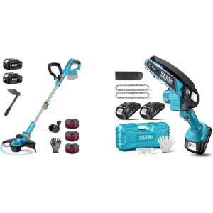 Seesii 13″ Electric Weed Wacker & Seesii 6-inch Mini Chainsaw