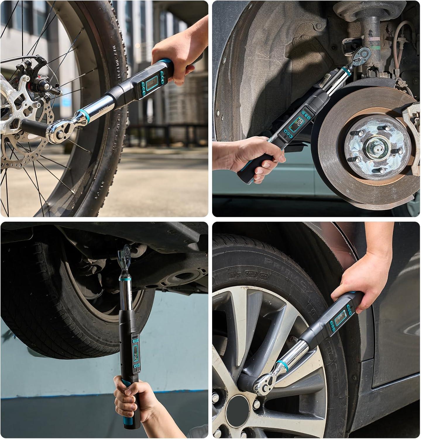 image:imageSeesii 38 Digital Torque Wrench 2 Accuracy 0220 Nm0162 ftlbs LCD Display RealTime amp Peak Modes Preset amp Data Storage Dual Alarm Electric Torque Wrench for Bicycle Car Motorcycle1