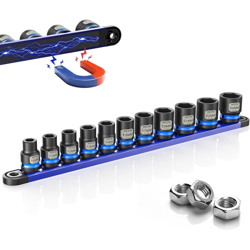 image:image12 Drive Deep Impact Socket Set SAE amp Metric Sockets 5161516 amp 1024mm Professional CRMO Steel 6Point for Impact Wrench Automotive amp Truck Repair Tool KitMetric Shallow 11pc