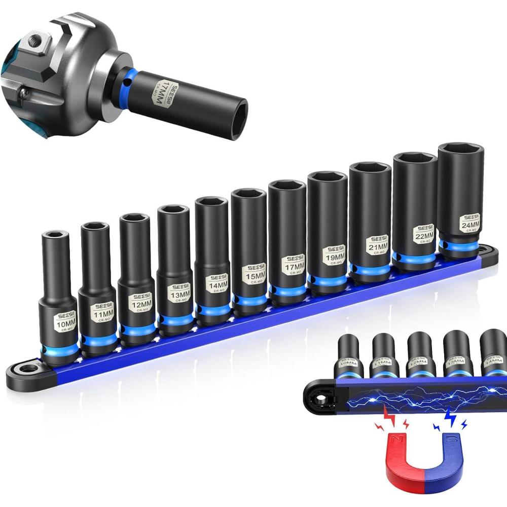 image:image12 Drive Deep Impact Socket Set SAE amp Metric Sockets 5161516 amp 1024mm Professional CRMO Steel 6Point for Impact Wrench Automotive amp Truck Repair Tool KitMetric Deep 11pc