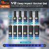1/2″ Drive Deep Impact Socket Set, SAE & Metric Sockets (5/16″-15/16″ & 10-24mm), Professional CR-MO Steel, 6-Point for Impact Wrench, Automotive & Truck Repair Tool Kit(Metric Deep – 11pc)