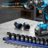 1/2″ Drive Deep Impact Socket Set, SAE & Metric Sockets (5/16″-15/16″ & 10-24mm), Professional CR-MO Steel, 6-Point for Impact Wrench, Automotive & Truck Repair Tool Kit(Metric Shallow – 11pc)