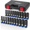 1/2″ Drive Deep Impact Socket Set, SAE & Metric Sockets (5/16″-15/16″ & 10-24mm), Professional CR-MO Steel, 6-Point for Impact Wrench, Automotive & Truck Repair Tool Kit(SAE/Metric Deep – 22pc)
