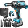 SEESII Upgraded Impact Wrench 1180 Ft-lbs (1600 N·m): 1/2″ High-Torque Impact Gun with Detachable Side Handle, 21V Cordless Impact Driver 2x 4.0Ah Batteries for Car/Pickup Truck/Mower/Industrial Tasks(Blue12)