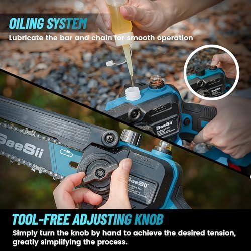 image:imageSEESII Pole Saw Cordless with 3 Pack Chain Saw Chains