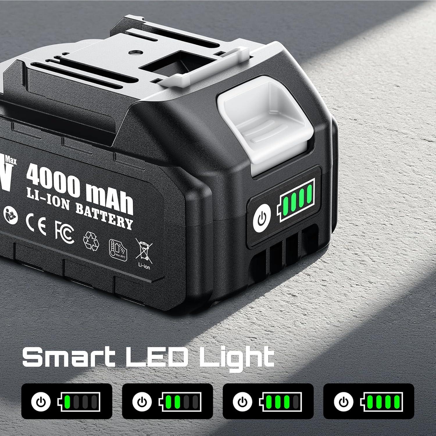 image:imageSeesii 21V 4000mAh Original Rechargeable Battery Compatible with All Tools Impact Wrench Mini Chainsaw Pole Saw Pruning Shears LongLasting Battery Life Safe and Fast Charging