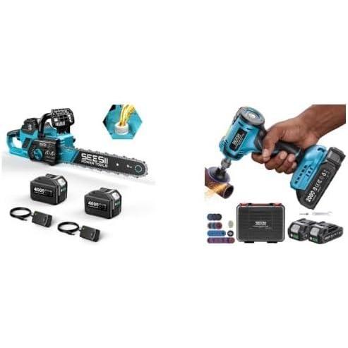image:imageSEESII 40V 16Inch Cordless Chainsaw Cordless Right Angle Die Grinder Kit 14