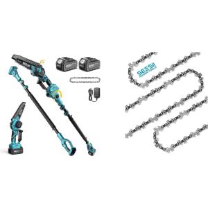 SEESII 2-in-1 Electric Pole Saws with 3 Pack Chain Saw Chains
