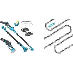 SEESII Pole Saw Cordless with 3 Pack Chain Saw Chains