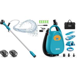 SEESII Cordless Stick Water Pump 2.2″ Head & Seesii Electric Paddle Board Pump, Rechargeable 20PSI Cordless SUP Pump