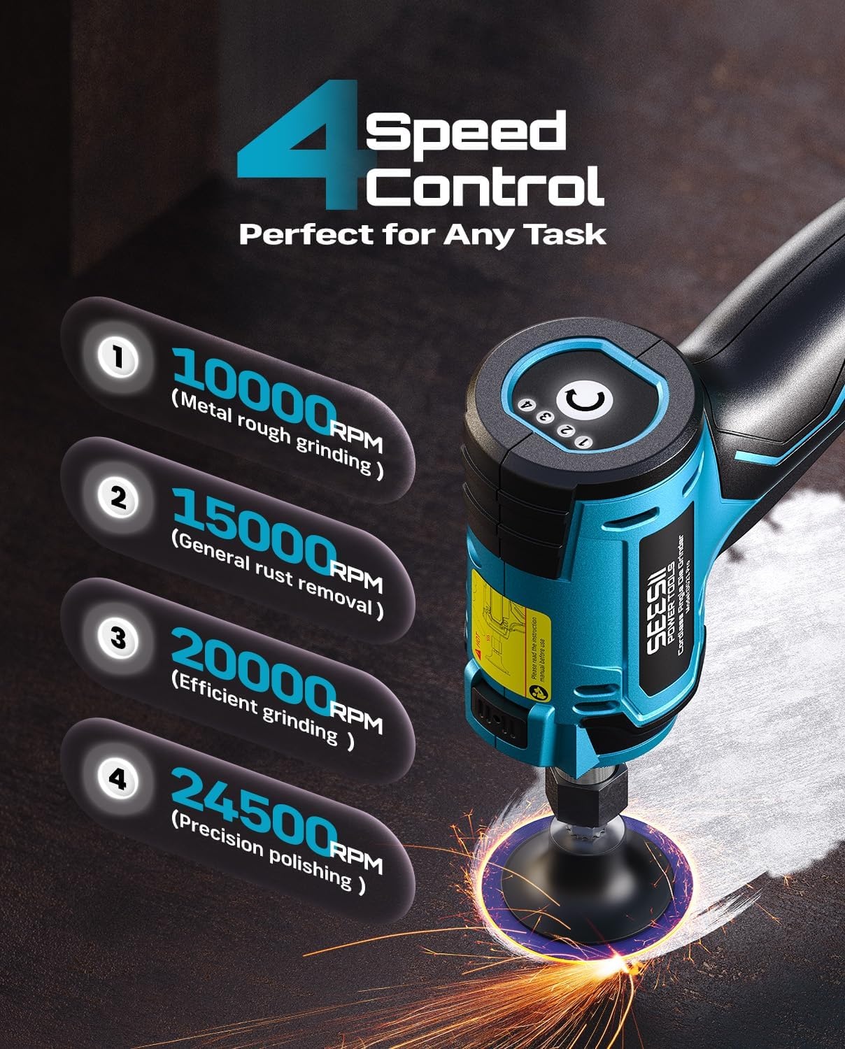 image:imageSEESII Flagship 8Inch Cordless Mini Chainsaw SEESII Cordless Right Angle Die Grinder Kit 14