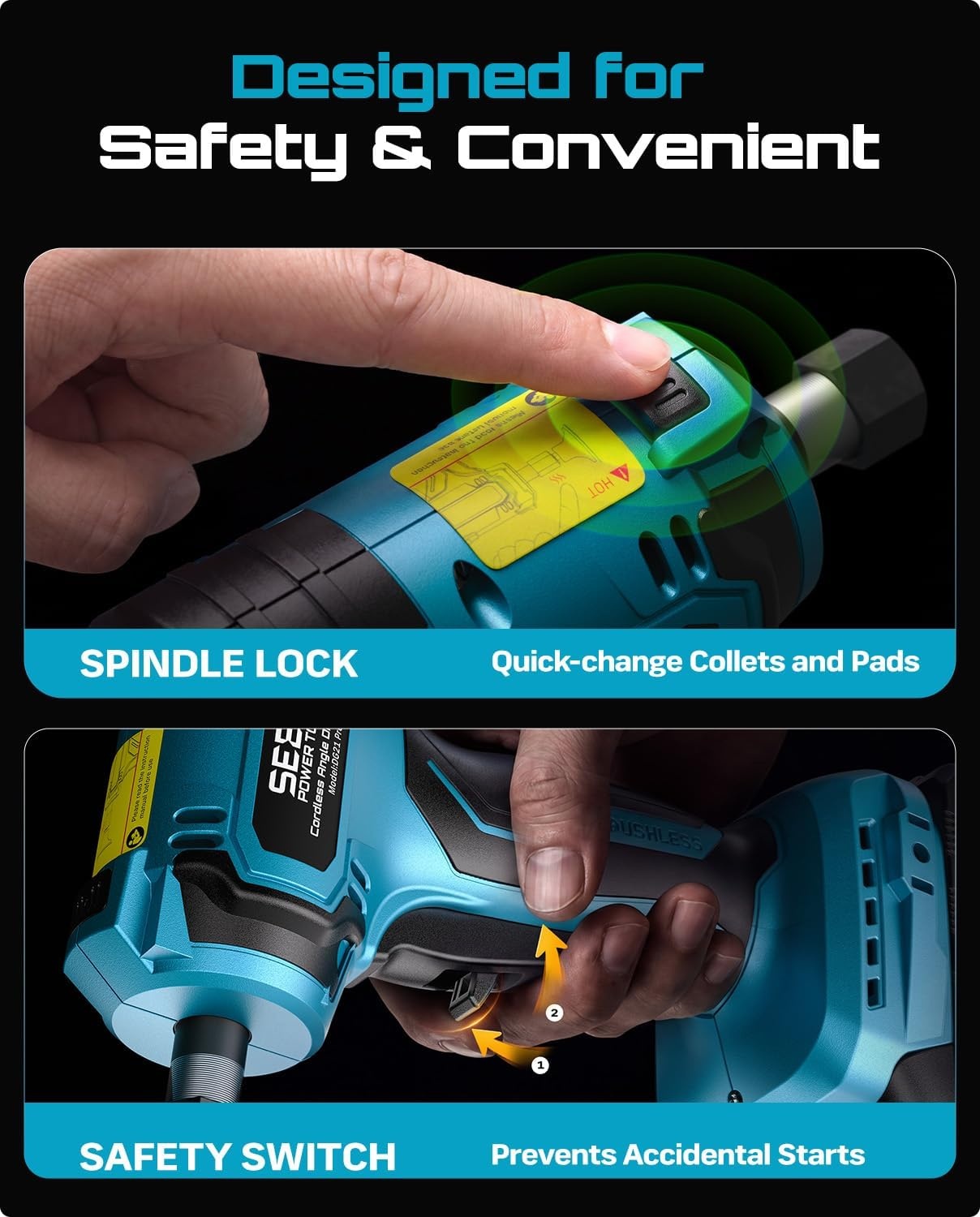 image:imageSEESII Flagship 8Inch Cordless Mini Chainsaw SEESII Cordless Right Angle Die Grinder Kit 14